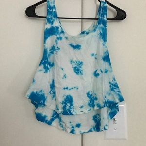Tie dye blue and white crop top